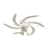 Modern Flower Petal Flush Mount Ceiling Fan with 3 Color Dimming LED Light