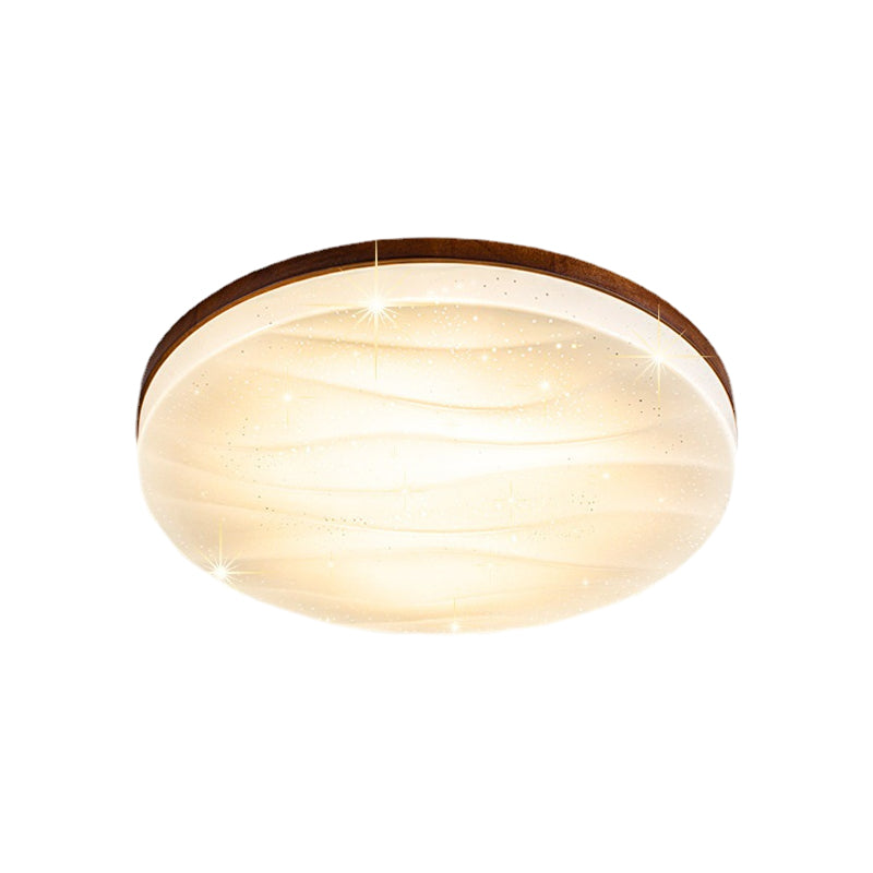 Minimalist Modern Wood LED Flush Mount Ceiling Lamp with 3 Color Dimming Modes