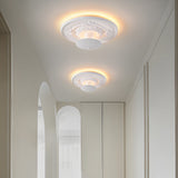 Ornate White Plaster Relief LED Flush Mount Round Ceiling Light Dimmable 19.7 Inch