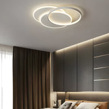 Modern Three Ring White Acrylic LED Flush Mount Ceiling Fixture for Bedroom and Kitchen