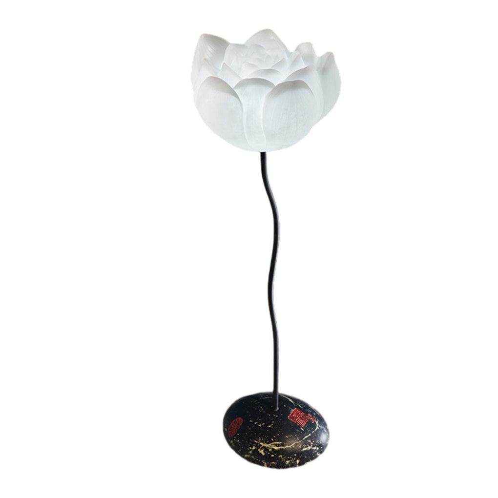 Modern Aesthetic Lotus Flower LED Floor Lamp with Pink and White Glass Shades