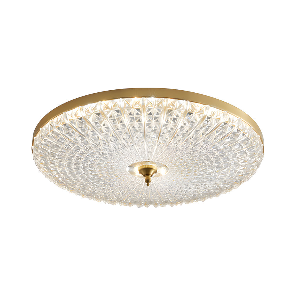 Modern Round Sparkle Glass LED Ceiling Light with Copper Frame and Adjustable Color Temperature
