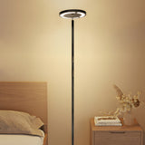 Modern 66 Inch RGB LED Torchiere Floor Lamp with Remote and App Control for Living Room Black