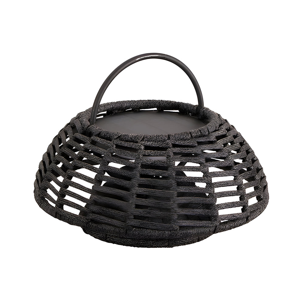Hand Woven Rope Rattan Waterproof LED Solar Outdoor Chandelier for Garden and Terrace
