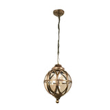 Vintage Waterproof Outdoor Pendant Light Retro Aluminum and Glass Hanging Ball Ceiling Lantern