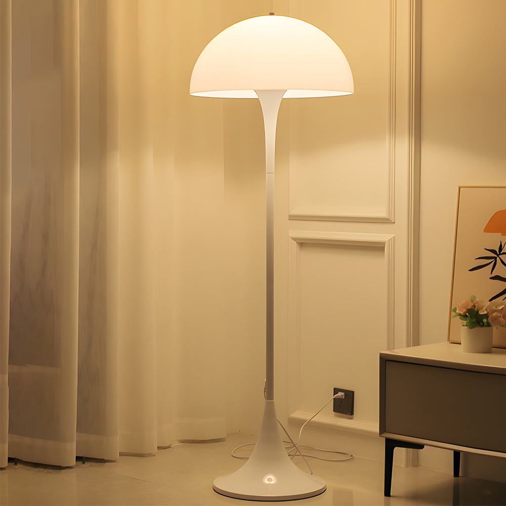 Modern White Mushroom Dome Floor Lamp with 3 Step Dimmable Color Temperature