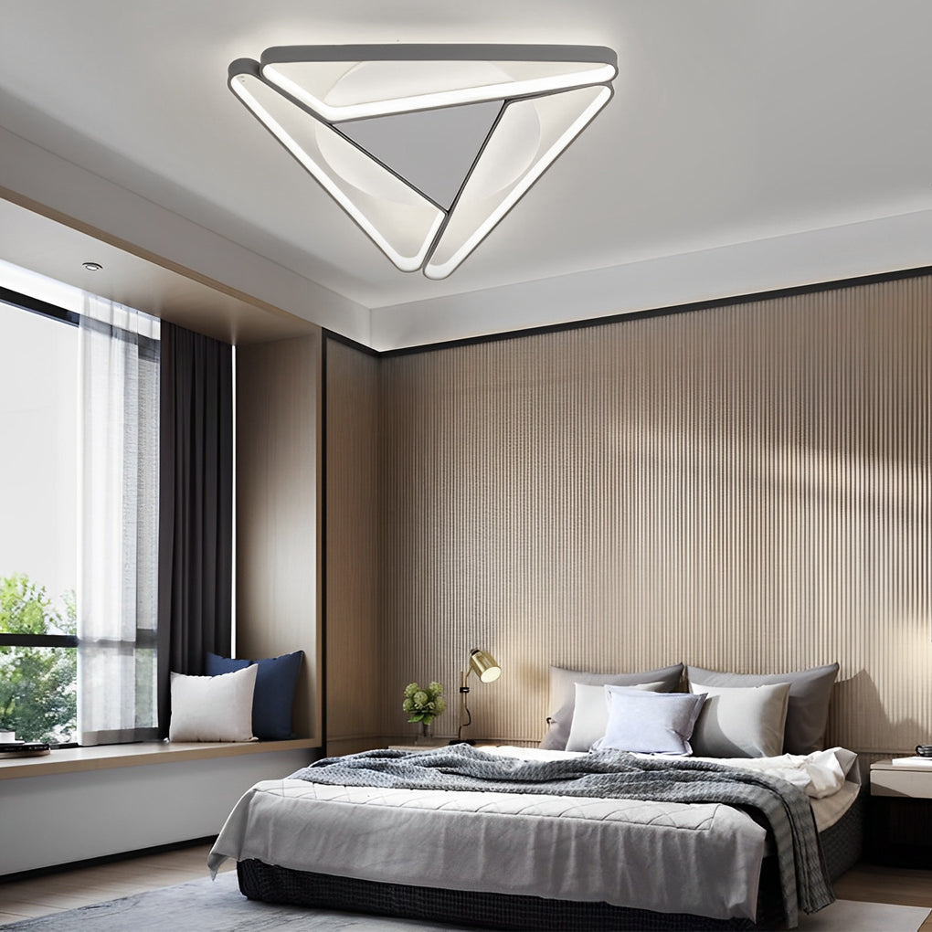 Modern Geometric LED Flush Mount Ceiling Light Fixture for Living Room and Bedroom