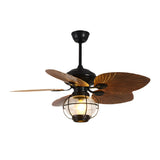Tropical Palm Leaf Reversible Ceiling Fan with LED Light and Remote Control in Vintage Brown 42 52 Inch