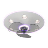 Low Profile Flush Mount Ceiling Fan with Round Acrylic Light and 3 Color Dimming