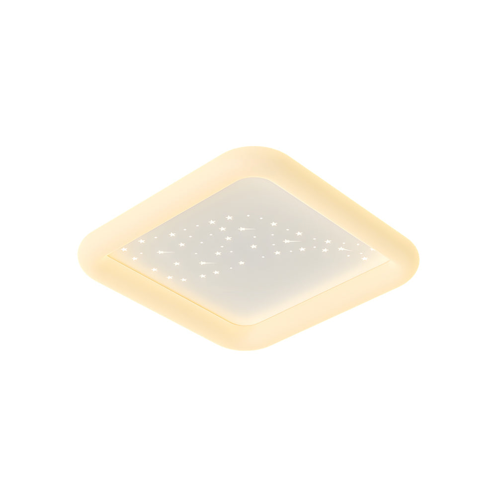Modern Square and Round LED Ceiling Light Fixture with 3 Step Color Dimming in Milky White