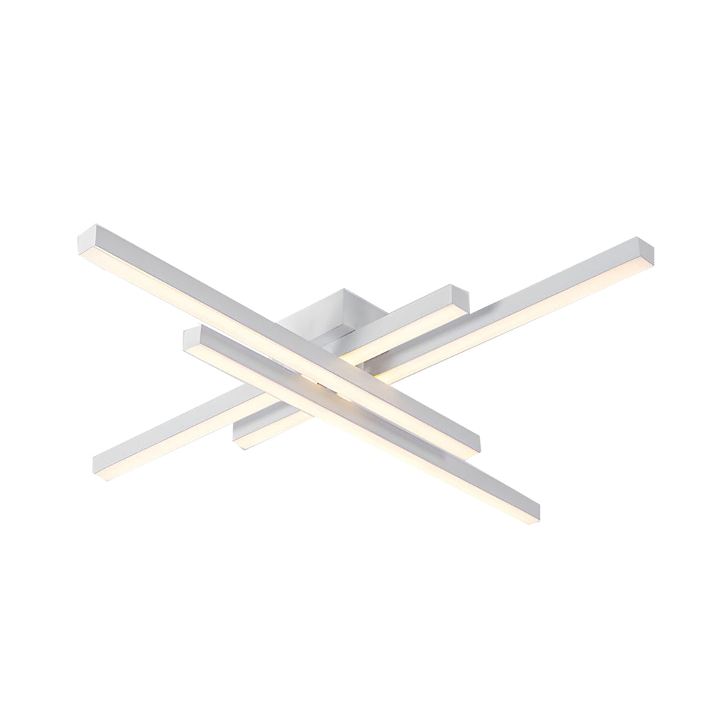 Modern Black Geometric LED Flush Mount Ceiling Light 4 Light Linear Parallax Design Fixture