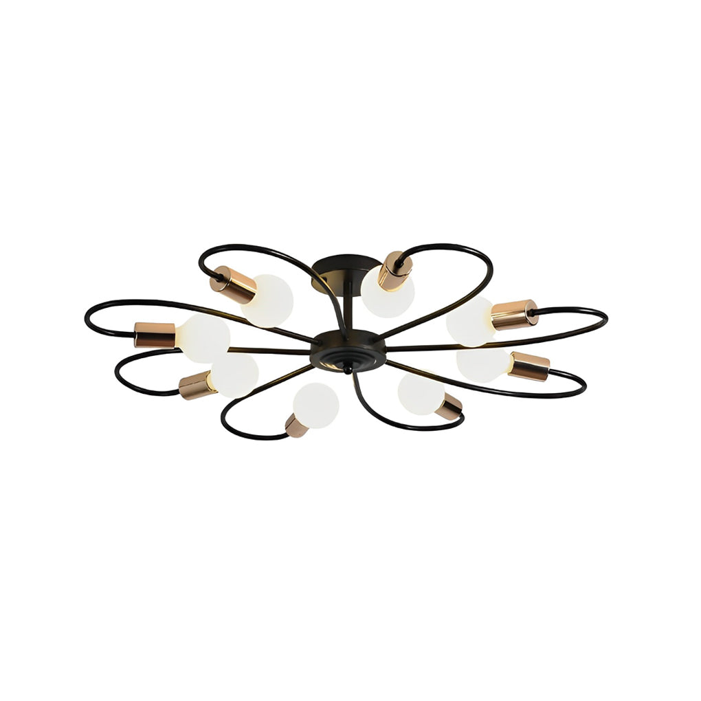 Modern Flower Shaped Iron Ceiling Light Nordic Style Flush Mount Fixture for Bedroom