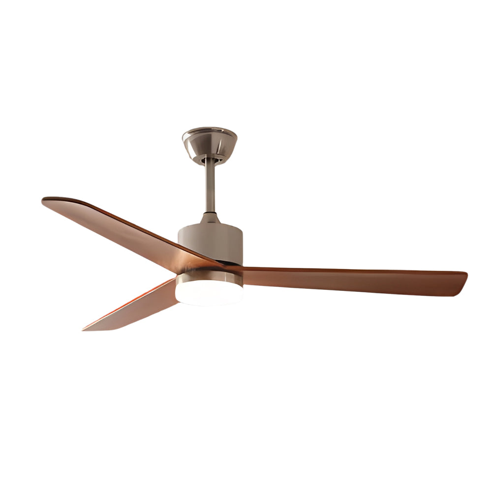 Modern 3 Blade Solid Walnut Wood Ceiling Fan with LED Light and 6 Speed Remote Control