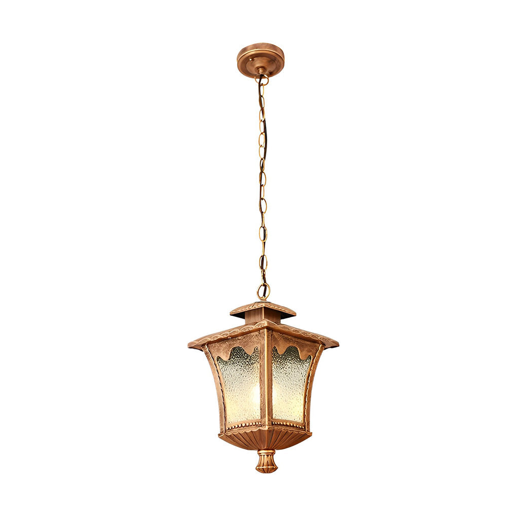 Retro Outdoor Waterproof Chandelier with Water Drop Glass Shade Elegant Hanging Light for Patio