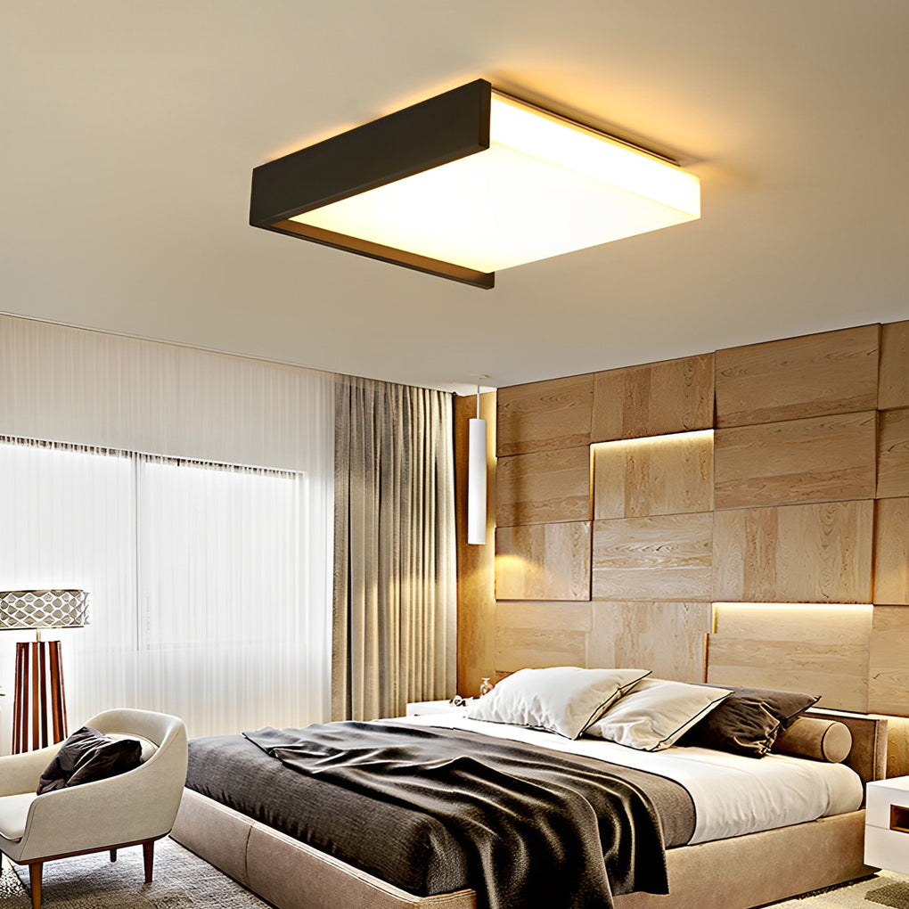 Modern Nordic Square LED Flush Mount Ceiling Lamp with Stepless Dimming