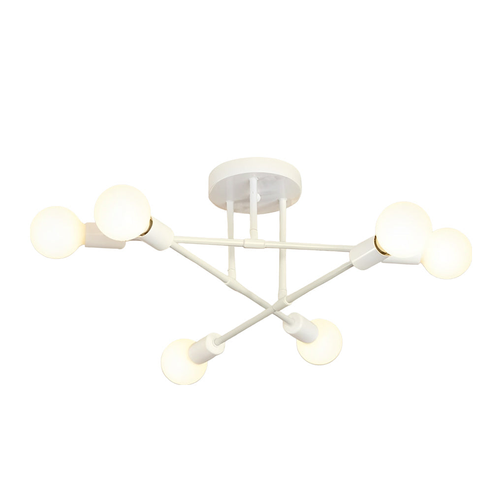 Modern 6 Light Sputnik Semi Flush Mount Ceiling Fixture with Rotatable Iron Arms 22 Inch
