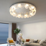 Modern Glass Seashell LED Ceiling Flush Mount Light with 3 Color Dimming for Bedroom Study Nursery