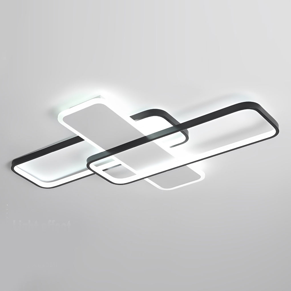 Geometric Overlapping Square LED Ceiling Light Modern Nordic Flush Mount Dimmable Chandelier