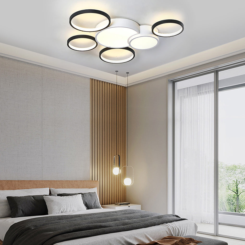 Modern Geometric Multiple Ring LED Flush Mount Ceiling Light Nordic Circle Chandelier for Living Room