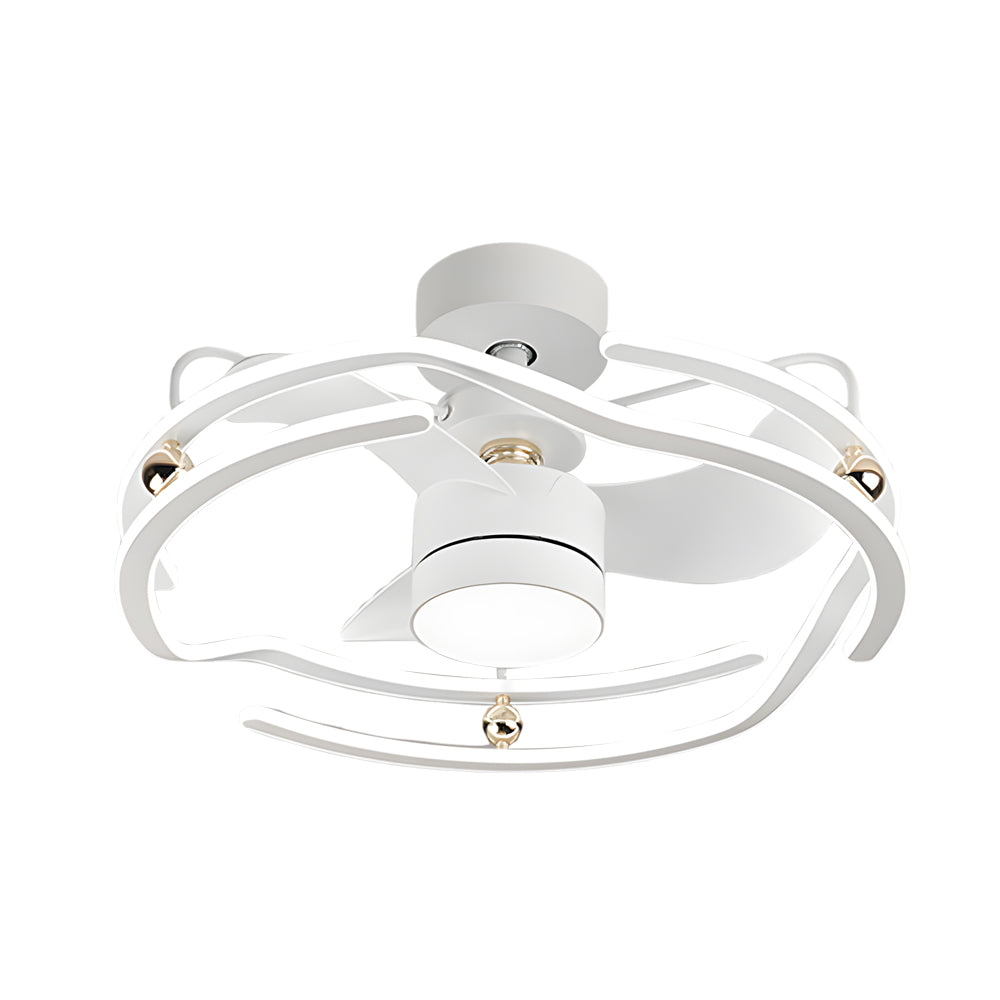 24 Inch Modern Flush Mount Ceiling Fan with Dimmable LED Light and Remote Control