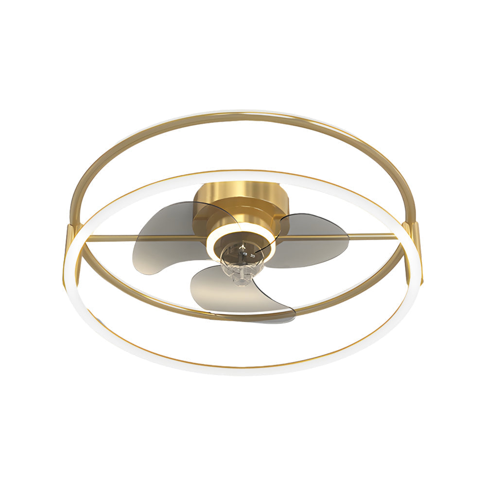 Modern Minimalist Ring LED Bladeless Ceiling Fan with 3 Color Dimming Flush Mount Light