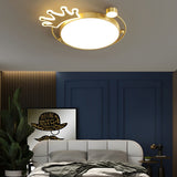 Modern Copper Crown LED Flush Mount Ceiling Light with 3 Color Dimming