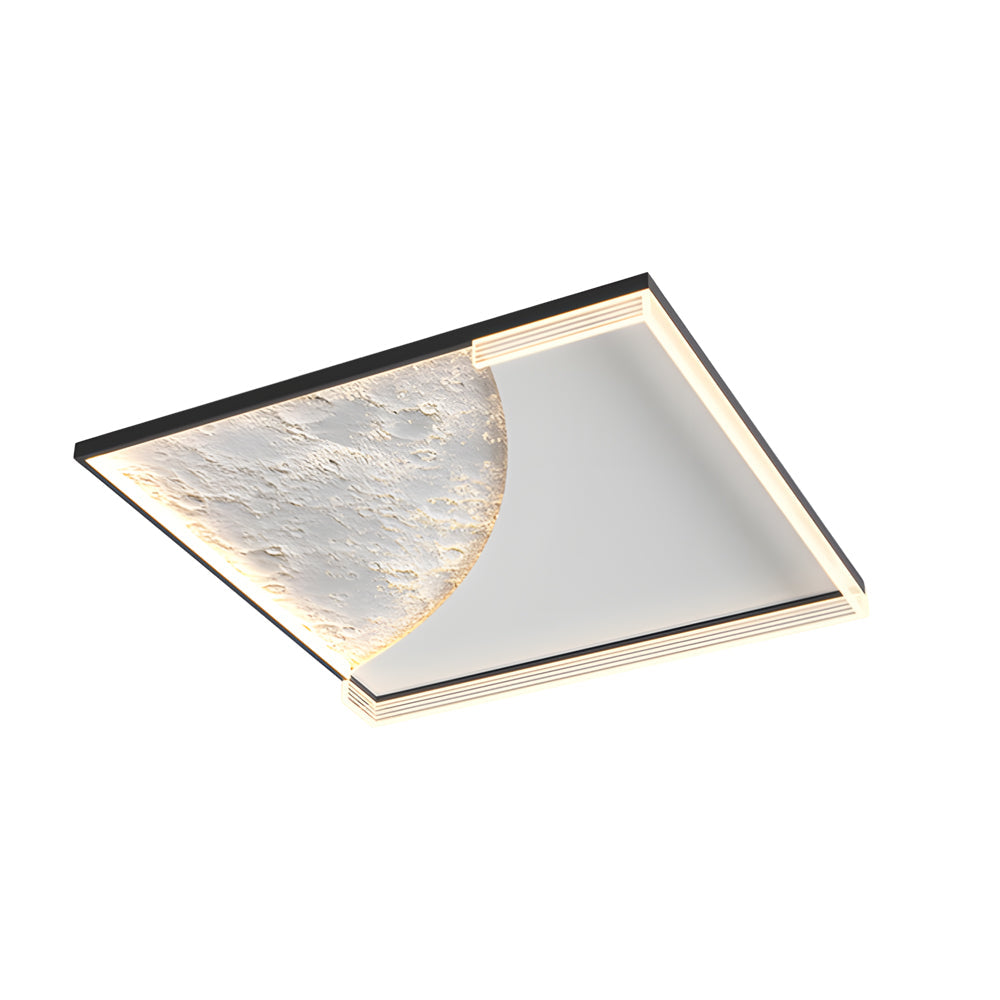 Modern Moon Texture LED Ceiling Light 3 Step Dimming Geometric Flush Mount Lamp