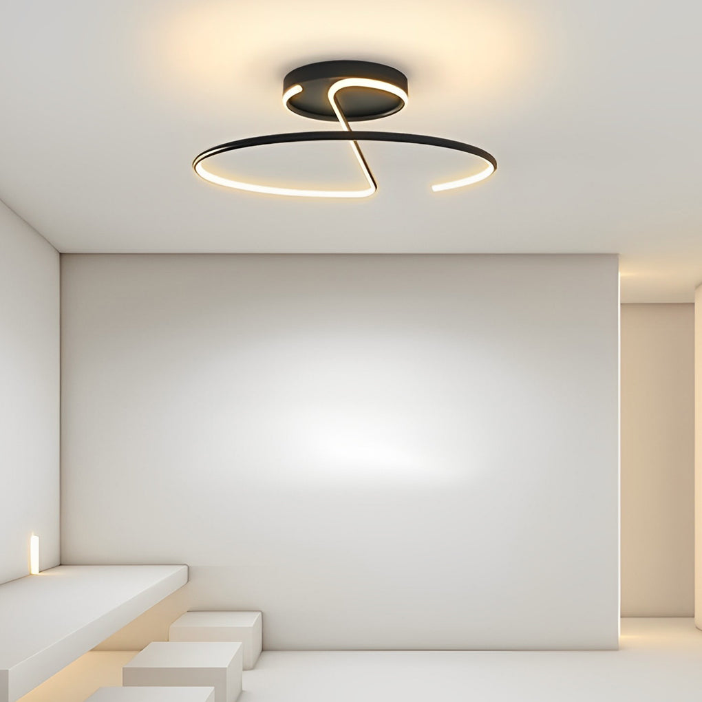 Modern 16 Inch Wire Inspired Round LED Semi Flush Mount Ceiling Light in Black or White