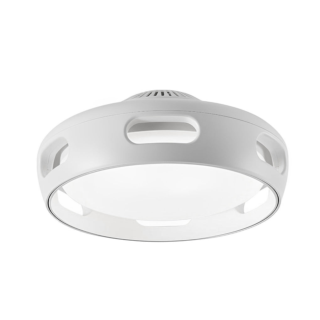 Modern White Round Smart Bladeless Ceiling Fan with Dimmable LED Lighting