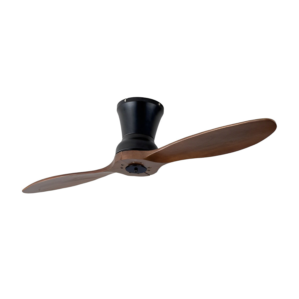 Walnut Wood 2 Blade Modern Ceiling Fan with Dimmable LED Lighting Silent DC Motor and Remote Control 56 Inch