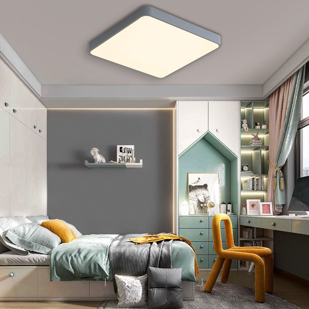 Minimalist Square LED Flush Mount Ceiling Light Modern PVC Metal Fixture for Bedrooms