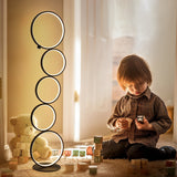 Contemporary 5 Ring LED Stacked Floor Standing Lamp with Dimmable Touch Control for Modern Interiors