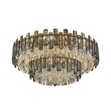 Luxury Modern Crystal Flush Mount Ceiling Light Round Metal Three Color Temperature Fixture