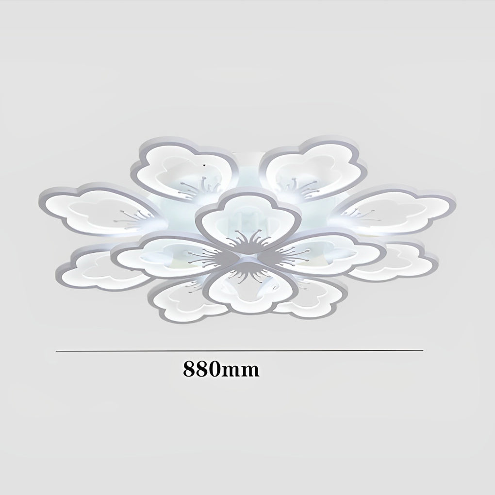 Modern Nordic Flower Shape LED Flush Mount Light with Remote Control Dimming