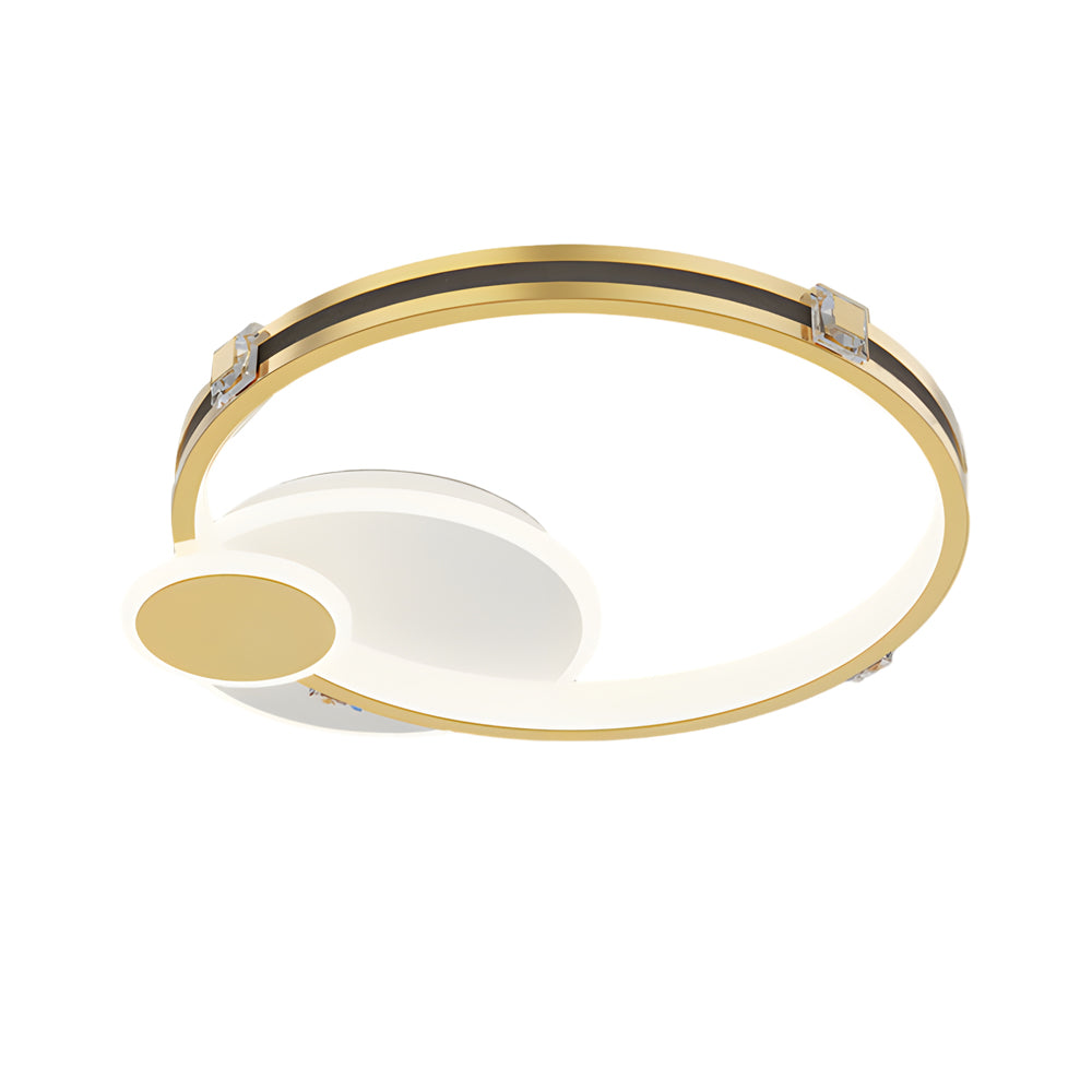 Modern Gold Geometric Round LED Ceiling Light with Three Step Dimming Flush Mount Fixture