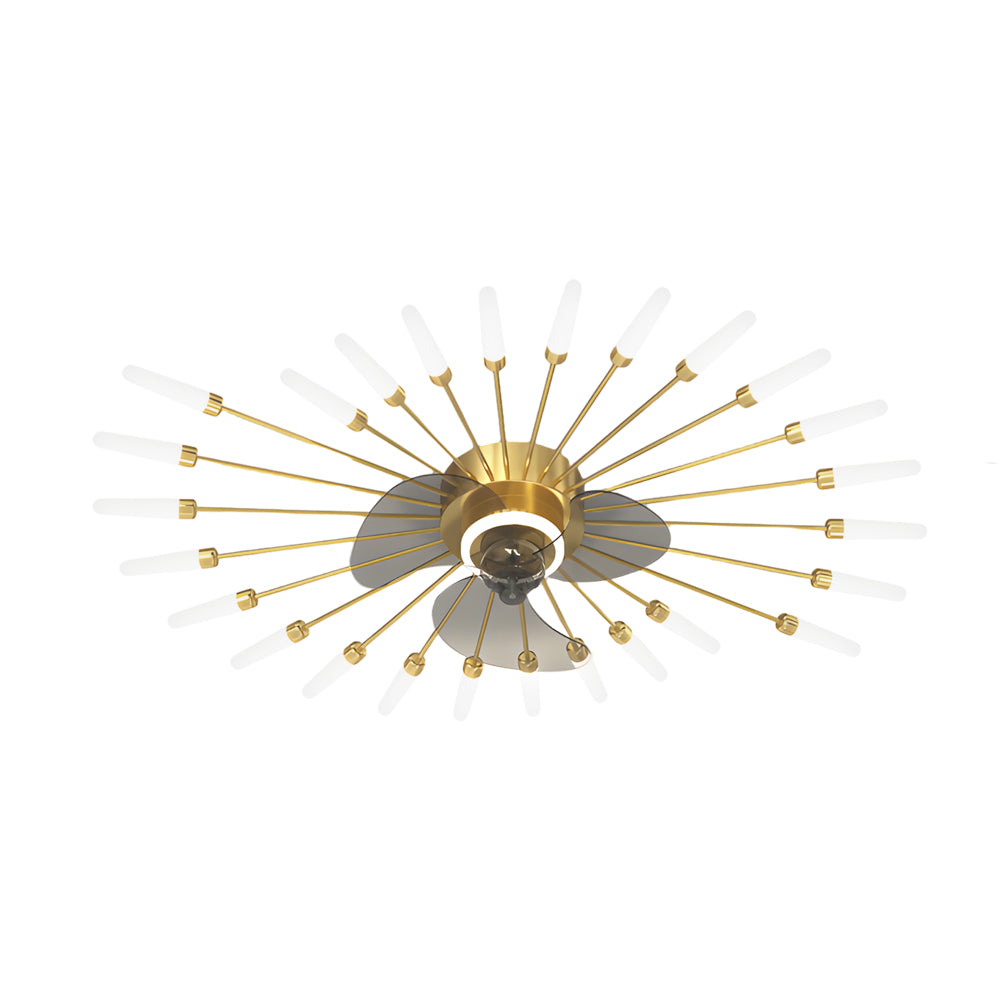 Modern Flower Petal Nordic Ceiling Fan with LED Light and Three Step Dimming for Bedrooms and Living Spaces