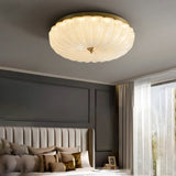 Elegant Copper Glass Petal LED Flush Mount Ceiling Lamp with 3 Step Dimming
