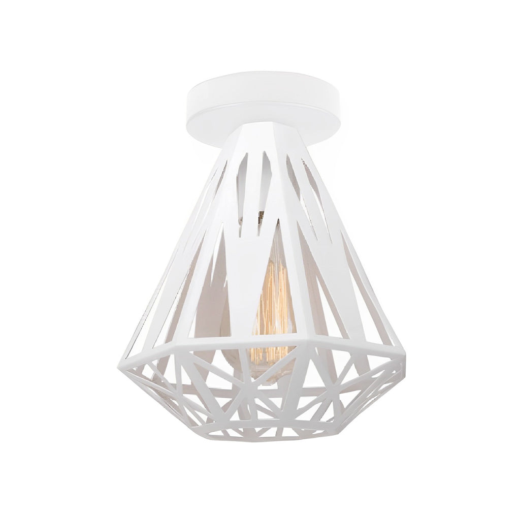 Modern Industrial Metal Cage LED Flush Mount Ceiling Light for Hallway and Entryway