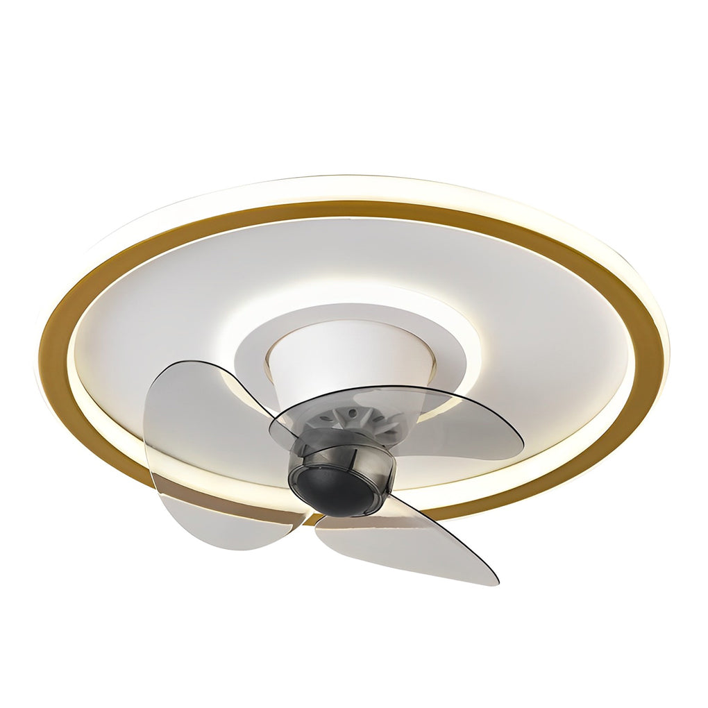 Modern Dimmable LED Ceiling Fan with 360 Degree Rotating Silent Motor and Low Profile Flush Mount Light