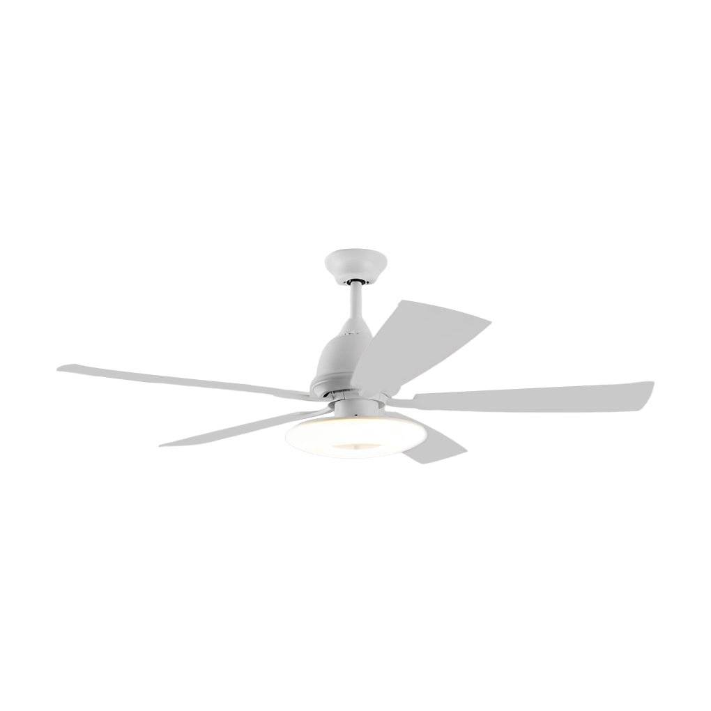 Nordic 52 Inch 5 Blade Dimmable LED Ceiling Fan with Remote Quiet Wood Grain Flush Mount Fan