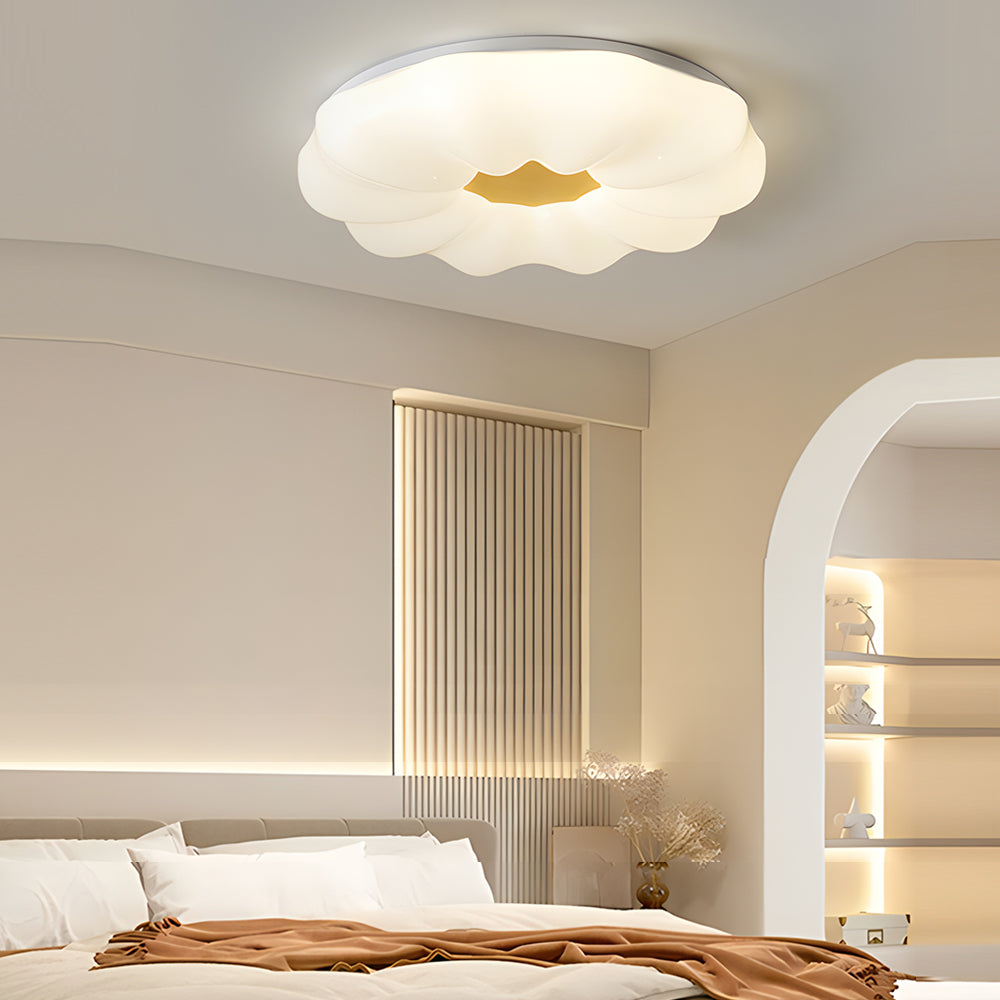 Modern Cloud Flower Acrylic Ceiling Light with 3 Step Dimming Flush Mount Lamp in White