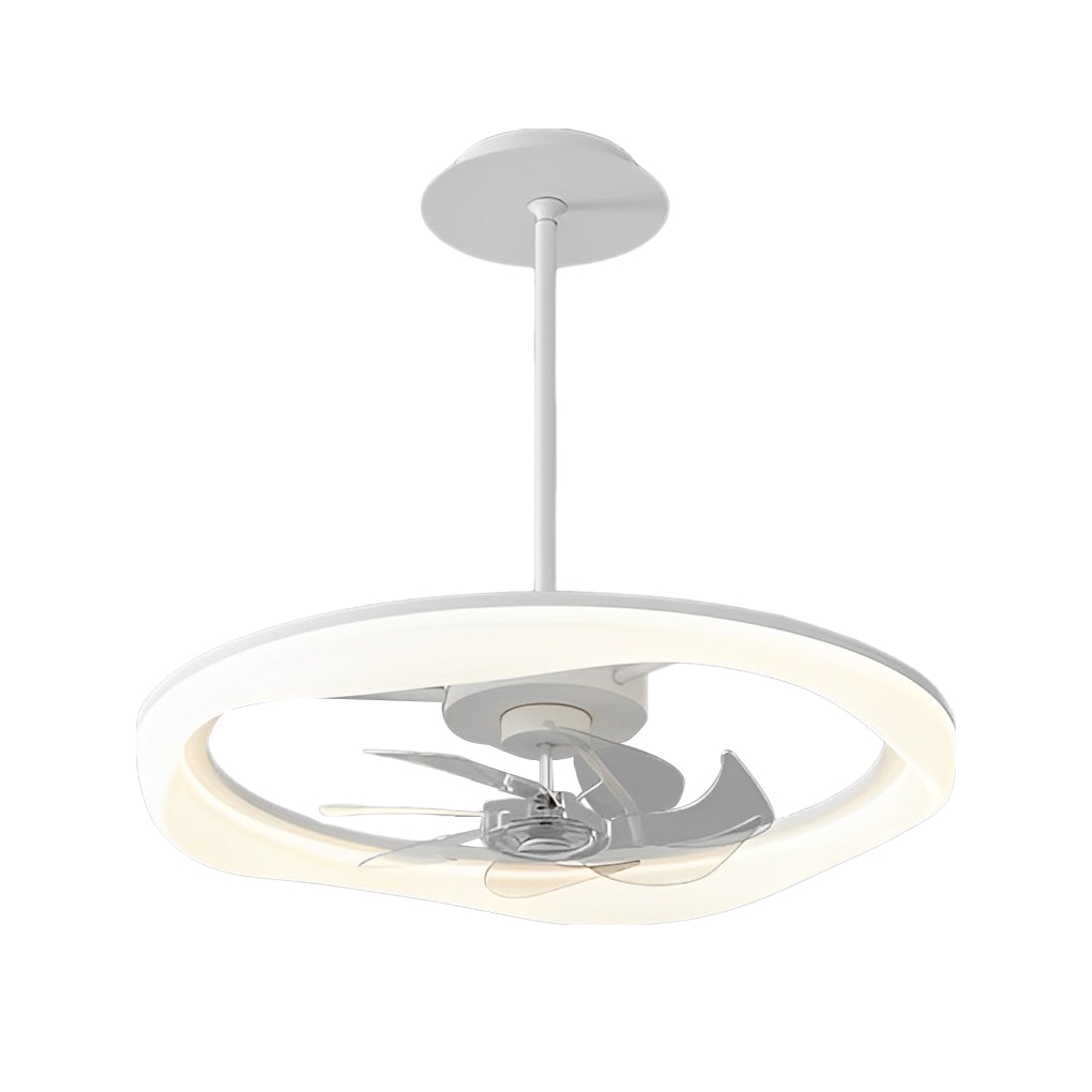 Modern White LED Ceiling Fan with Remote Control and Stepless Dimmable Lighting