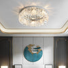 Luxury Modern Round Crystal Drum Flush Mount Ceiling Light for Bedroom and Living Room