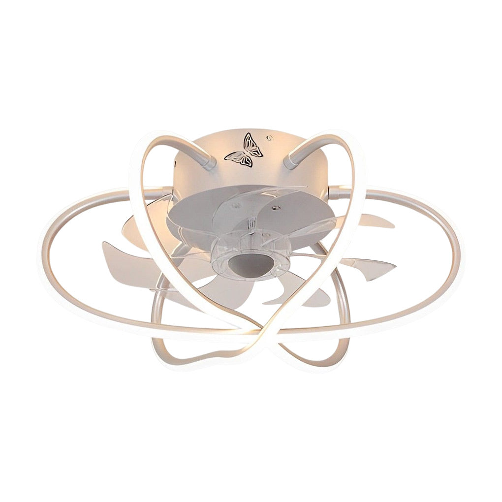 Modern Flower Cage Bladeless Ceiling Fan with Dimmable LED Light and Remote Control Fixture