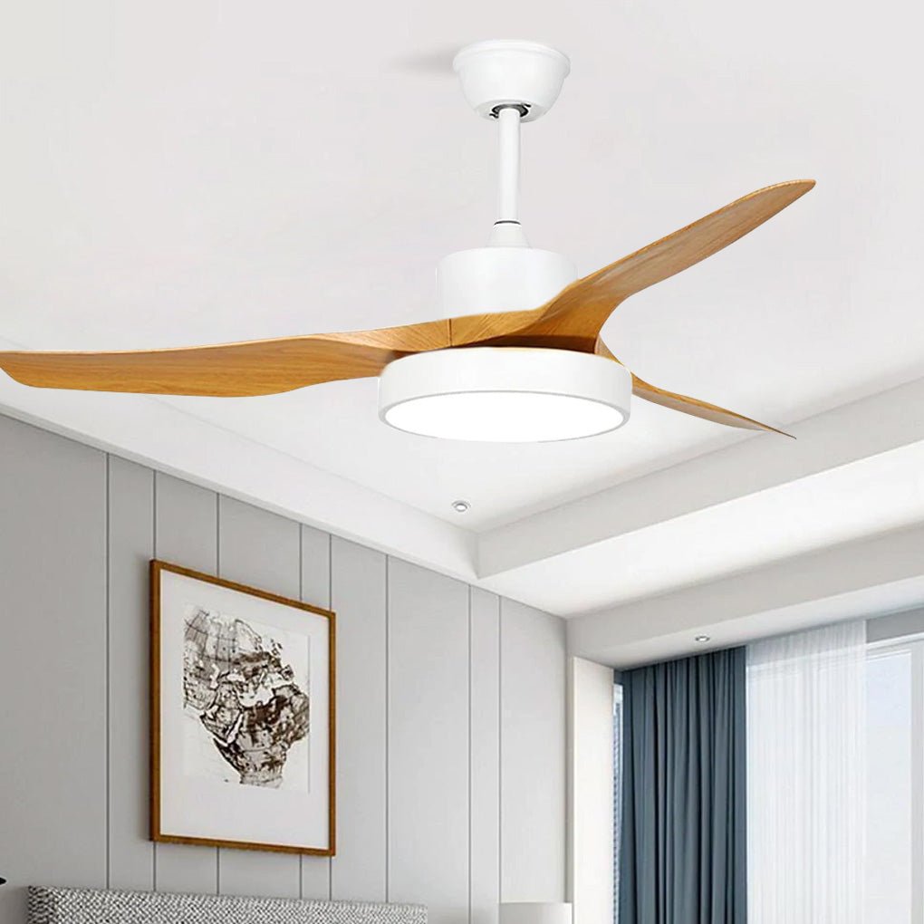 52 Inch Rustic Modern 3 Blade Ceiling Fan with Dimmable LED Light and Remote for Living Room