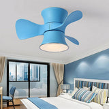 23 Inch Flush Mount Helicopter Ceiling Fan with LED Light and 6 Speeds for Kids Room