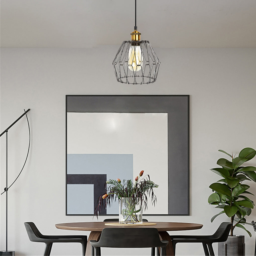 3 Light Adjustable Iron Cage Pendant Light Retro Industrial Chandelier for Kitchen Island