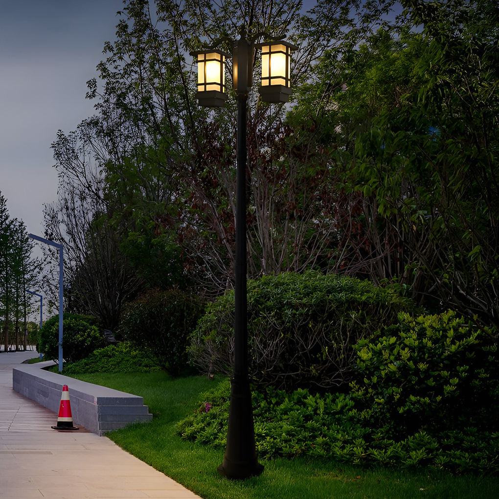 3 Light Modern Black Outdoor Post Light Waterproof Exterior Pole Lamp for Garden and Pathway