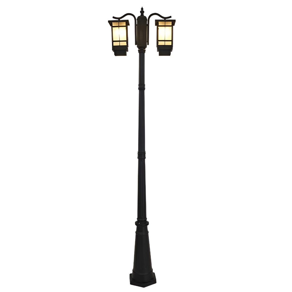 3 Light Modern Black Outdoor Post Light Waterproof Exterior Pole Lamp for Garden and Pathway