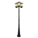 3 Light Modern Black Outdoor Post Light Waterproof Exterior Pole Lamp for Garden and Pathway